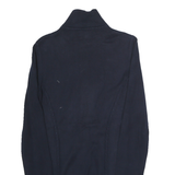 TOMMY HILFIGER Womens Navy Blue Button Up Plain Crew Neck Basic Knit M Jumper