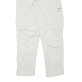 ZARA Womens Cotton Blend White Relaxed Cargo Trousers W30 L27 Casual Utility Zip