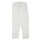 ZARA Womens Cotton Blend White Relaxed Cargo Trousers W30 L27 Casual Utility Zip