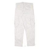 ZARA Womens Cotton Blend White Relaxed Cargo Trousers W30 L27 Casual Utility Zip