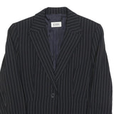JOBIS Womens Black Pinstripe Button Jacket M Woven Classic Tailored
