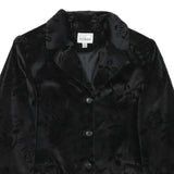TILBER Womens Black Burnout Floral Velvet Button Jacket UK 10 Polyester Blend