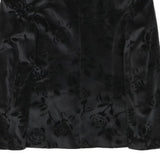 TILBER Womens Black Burnout Floral Velvet Button Jacket UK 10 Polyester Blend