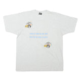 THE BEST Mens Light Grey Graphic T-Shirt L Short Sleeve Crew Neck Cotton Blend