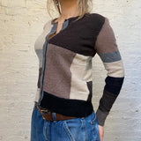 Patchwork Love Moschino Cardigan - Small Brown Wool Blend