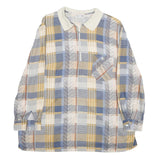 NICE DAY Womens Blue Beige Check Printed Long Sleeve Shirt XL Relaxed Fit