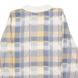 NICE DAY Womens Blue Beige Check Printed Long Sleeve Shirt XL Relaxed Fit