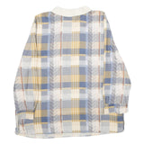 NICE DAY Womens Blue Beige Check Printed Long Sleeve Shirt XL Relaxed Fit