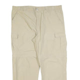 LET'S GO Mens Regular Beige Cargo Trousers W38 L27 Polyester Blend Zip Pockets