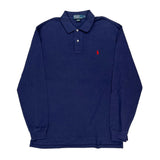 Polo By Ralph Lauren Long Sleeve Polo Shirt - Large Blue Cotton