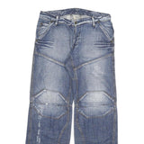 Mens Blue Regular Fit Cotton Blend Denim Jeans W34 L34 Button Closure Casual