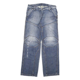 Mens Blue Regular Fit Cotton Blend Denim Jeans W34 L34 Button Closure Casual