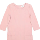 GANNI Womens Pink Fit & Flare Cotton Blend Dress Short Sleeve Knee Length S