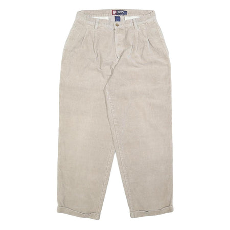 CHAPS RALPH LAUREN Mens Cotton Beige Relaxed Tapered Trousers W30 L30 Casual