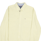 TOMMY HILFIGER Mens Cream Shirt L Button-Down Cotton Blend Casual Pocket