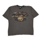 Motorcycle Harley Davidson Graphic T-Shirt - Medium Gray Cotton
