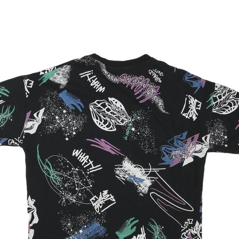 ZARA Womens Black Graphic T-Shirt L Short Sleeve Crew Neck Abstract Print