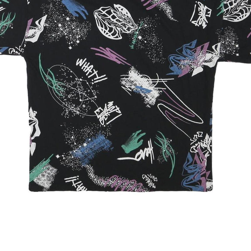 ZARA Womens Black Graphic T-Shirt L Short Sleeve Crew Neck Abstract Print