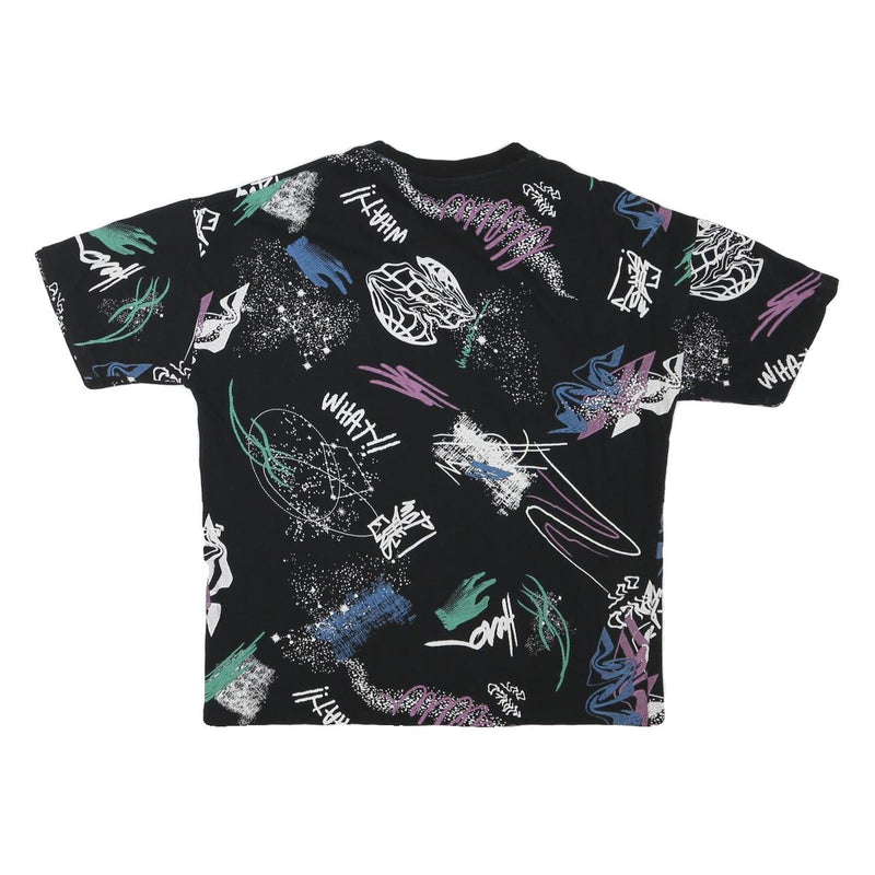 ZARA Womens Black Graphic T-Shirt L Short Sleeve Crew Neck Abstract Print