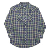 WRANGLER Mens Green & Blue Plaid Cotton Blend Shirt L Western Retro Casual
