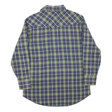 WRANGLER Mens Green & Blue Plaid Cotton Blend Shirt L Western Retro Casual