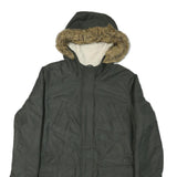 LEVI'S Womens Green Cotton Blend Hooded Zip Parka Jacket L Winter Outerwear