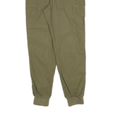 RIVER ISLAND Womens Cotton Blend Slim Khaki Green Cargo Trousers W26 L28 Elastic
