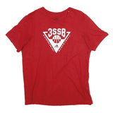 ADIDAS Mens Red Graphic T-Shirt L Short Sleeve Crew Neck Cotton Basketball