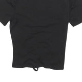CALVIN KLEIN JEANS Womens Black Ruched Short Sleeve Crew Neck Top S