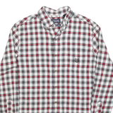 CHAPS Mens White & Red Check Flannel Shirt M Cotton Casual Button-Down Long