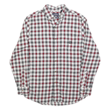 CHAPS Mens White & Red Check Flannel Shirt M Cotton Casual Button-Down Long