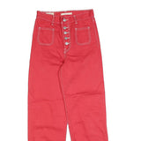 LEVI'S Womens Jeans Red Regular Straight Denim W25 L28 Button Closure