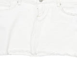 GAUGE Womens White Cotton Blend Mini Skirt Raw Hem Denim Style L Casual Summer