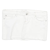 GAUGE Womens White Cotton Blend Mini Skirt Raw Hem Denim Style L Casual Summer