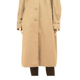 Womens Beige Cotton Blend Classic Button Closure Long Sleeve Jacket L Plain