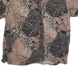 CALIFORNIA KRUSH Womens Black & Beige Printed Button Neck Short Sleeve Top S