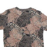 CALIFORNIA KRUSH Womens Black & Beige Printed Button Neck Short Sleeve Top S