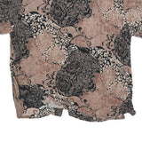 CALIFORNIA KRUSH Womens Black & Beige Printed Button Neck Short Sleeve Top S