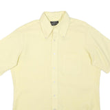 Mens Yellow Plain Cotton Blend Shirt M Button-Down Collar Short Sleeve Casual