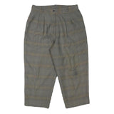 Wool Blend Womens Grey Relaxed Tapered Trousers W30 L21 Classic Checked Pattern