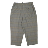 Wool Blend Womens Grey Relaxed Tapered Trousers W30 L21 Classic Checked Pattern