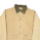 WOOLRICH Mens Beige Outdoor Jacket M Cotton Blend Canvas Plain Button Closure