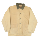 WOOLRICH Mens Beige Outdoor Jacket M Cotton Blend Canvas Plain Button Closure