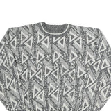 BARNABY Womens Black & White Patterned Wool Jumper Crew Neck Basic Knit M