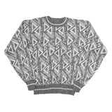 BARNABY Womens Black & White Patterned Wool Jumper Crew Neck Basic Knit M