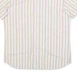 LEVI'S Mens White & Orange Striped Casual Shirt M Cotton Blend Summer Style