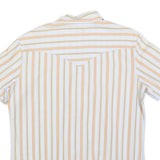 LEVI'S Mens White & Orange Striped Casual Shirt M Cotton Blend Summer Style