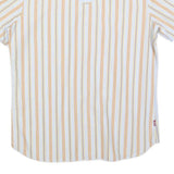 LEVI'S Mens White & Orange Striped Casual Shirt M Cotton Blend Summer Style
