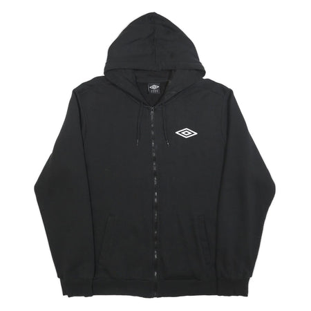 UMBRO Mens Black Zip Up Hoodie 2XL Cotton Casual Sportswear