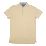 TOMMY HILFIGER Mens Beige Cotton Blend Short Sleeve Polo Shirt M Classic Fit